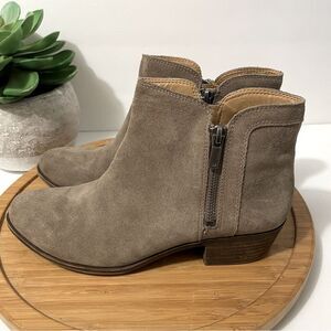 Lucky Brand Breah Brown Suede Western Bootie Cowgirl Block Heel Ankle Boot 9